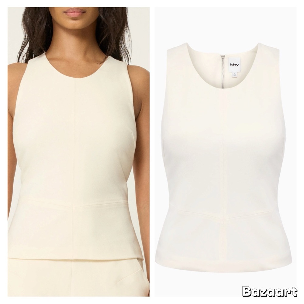 Khy x Entire Studio Chic Tailored  Sleeveless Tank Top in Warm White